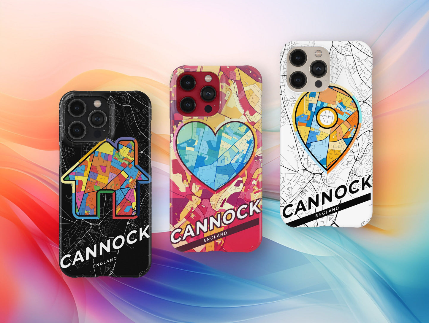 Cannock England slim phone case with colorful icon. Birthday, wedding or housewarming gift. Couple match cases.