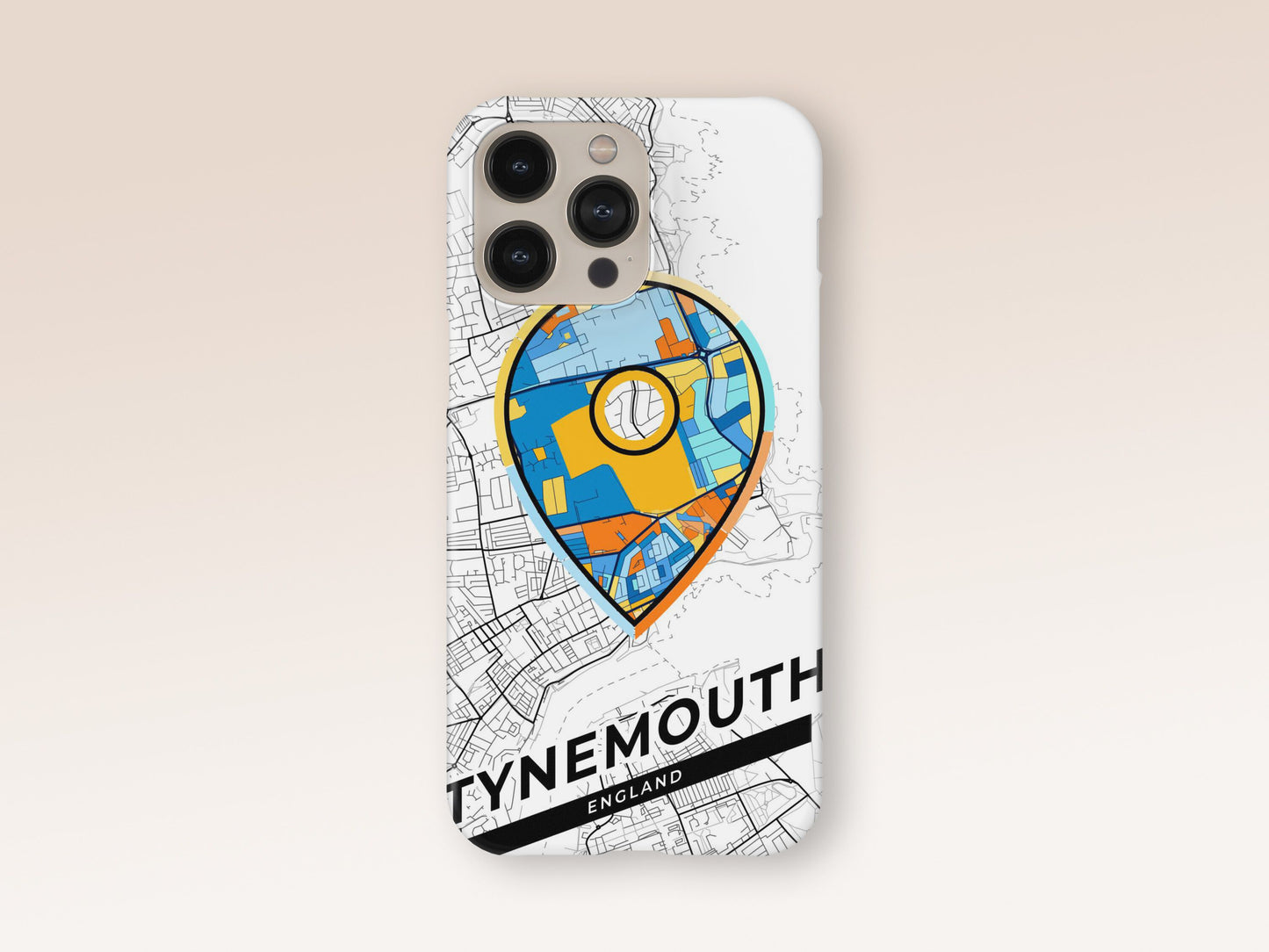 Tynemouth England slim phone case with colorful icon 1