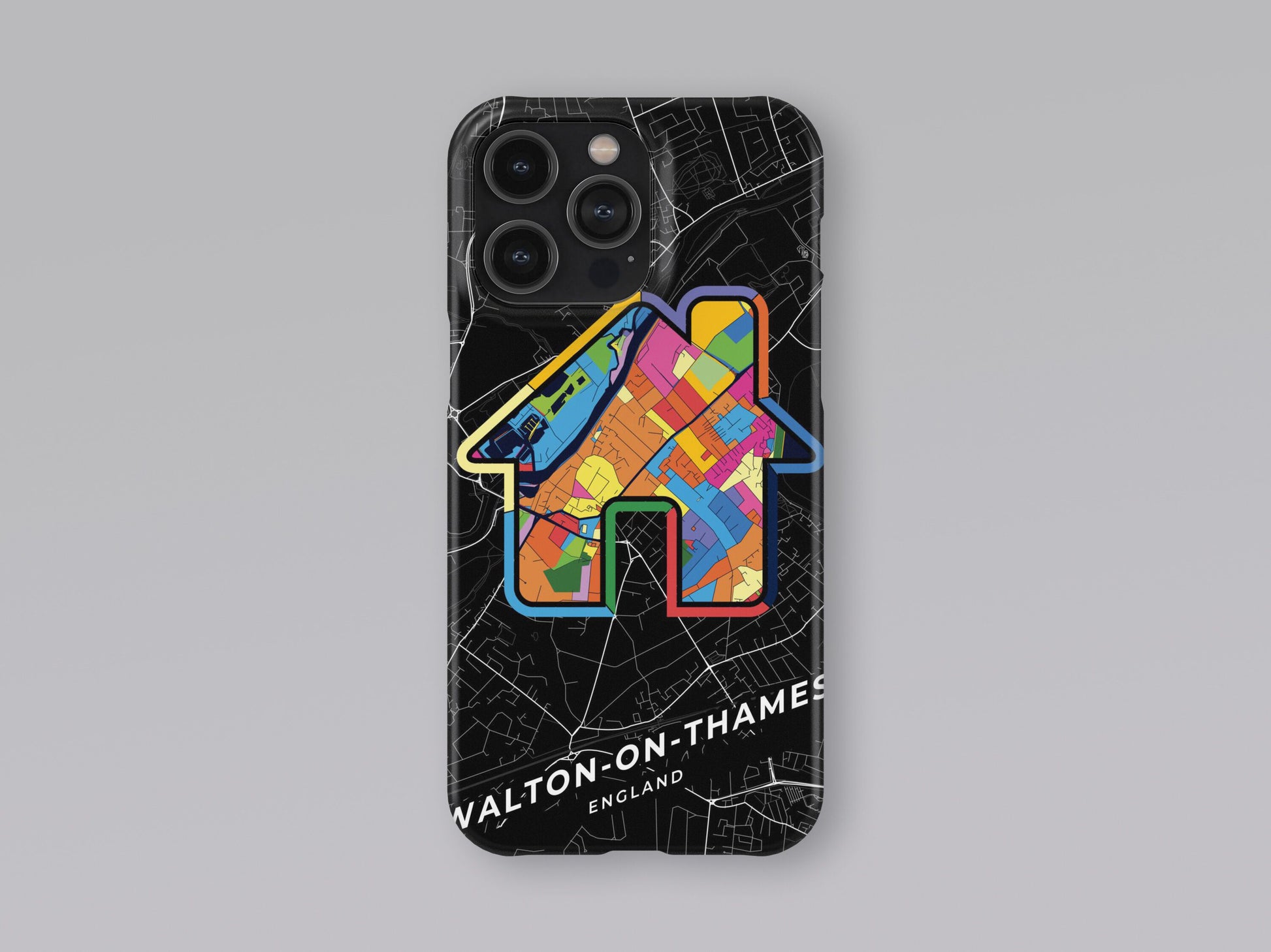 Walton-On-Thames England slim phone case with colorful icon 3