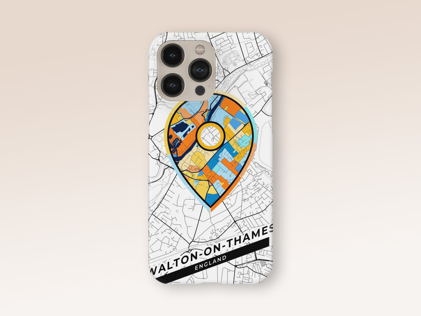 Walton-On-Thames England slim phone case with colorful icon 1