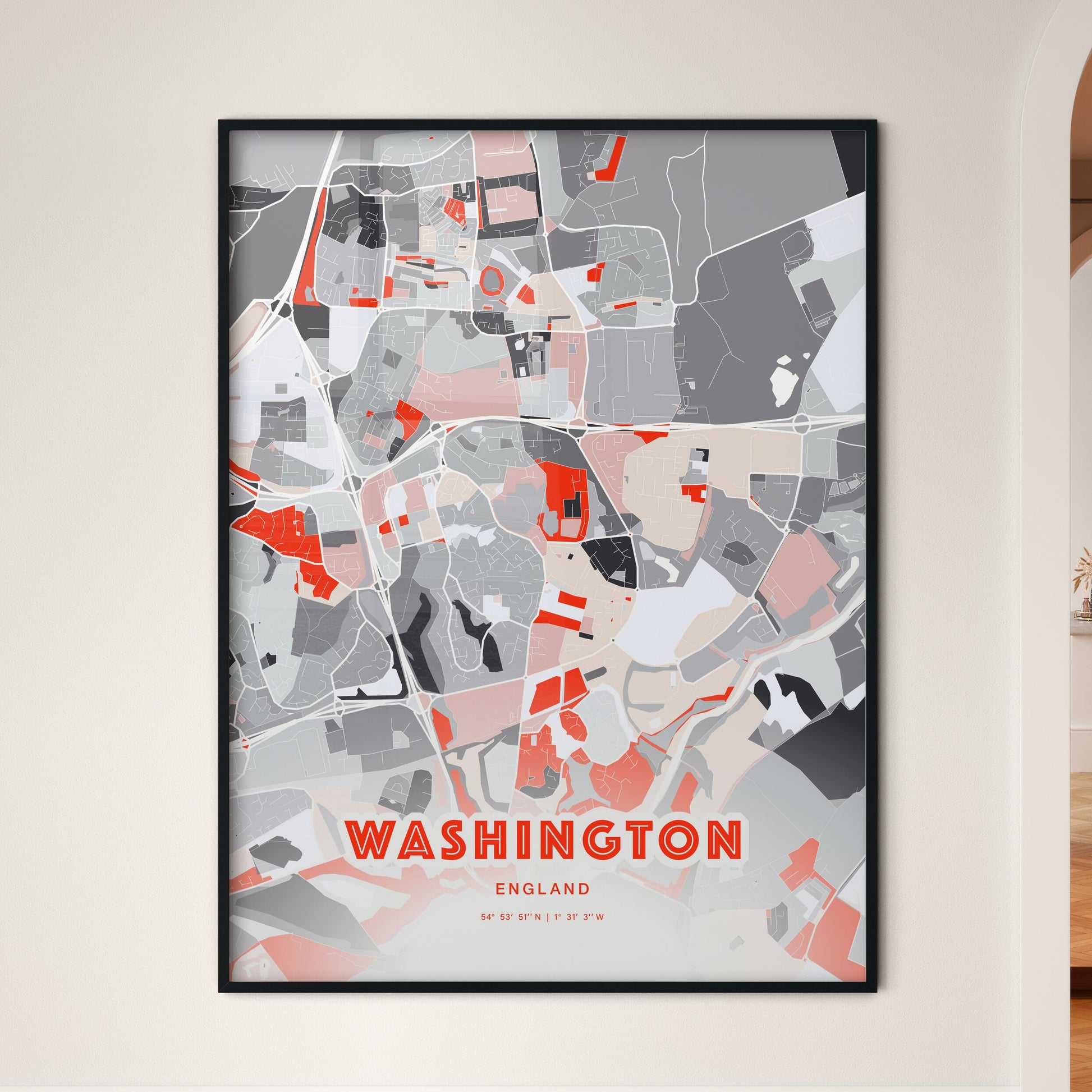 Colorful WASHINGTON ENGLAND Fine Art Map Modern