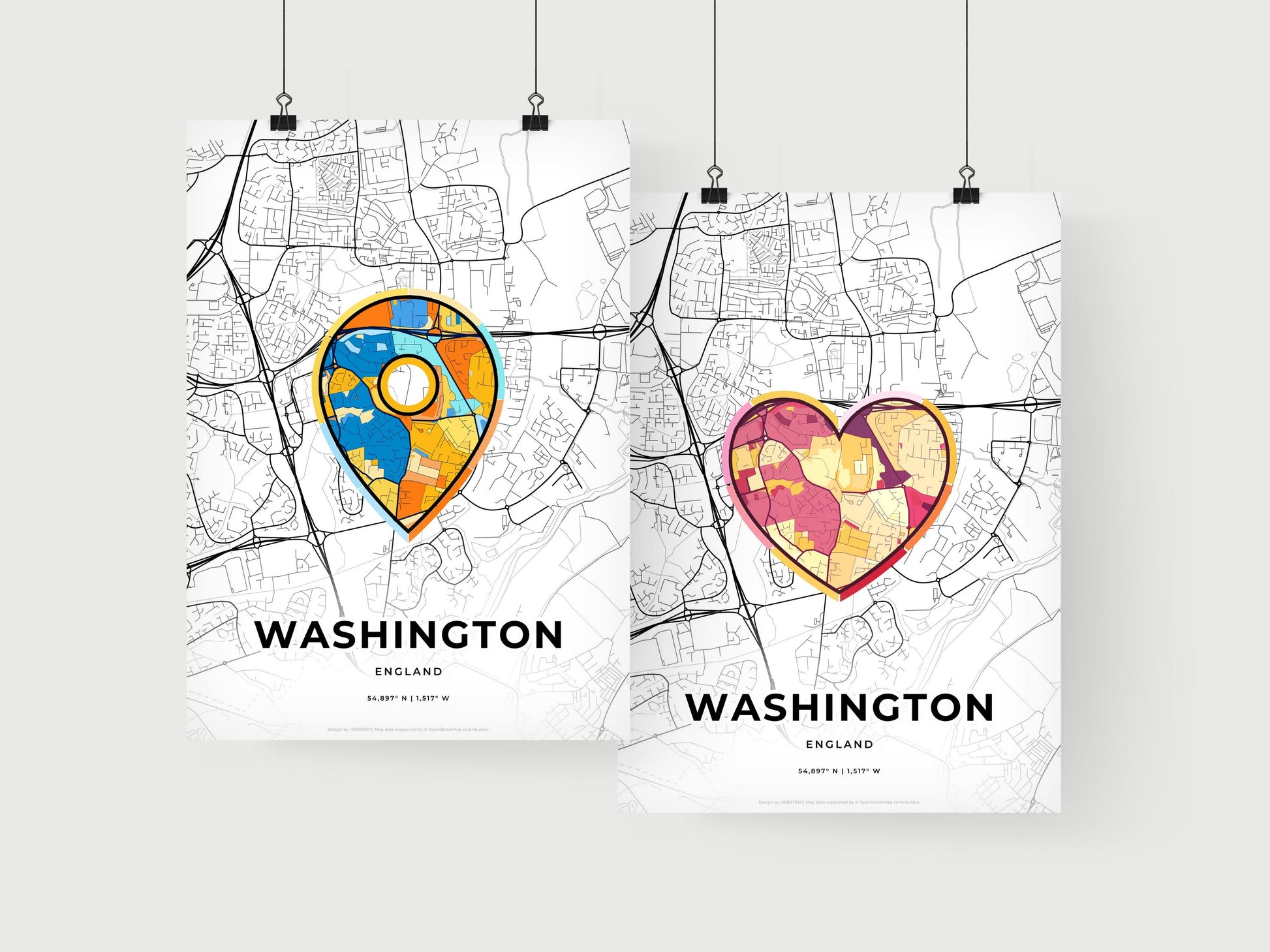 Washington England art print for couples