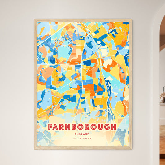 Colorful FARNBOROUGH ENGLAND Fine Art Map Blue Orange