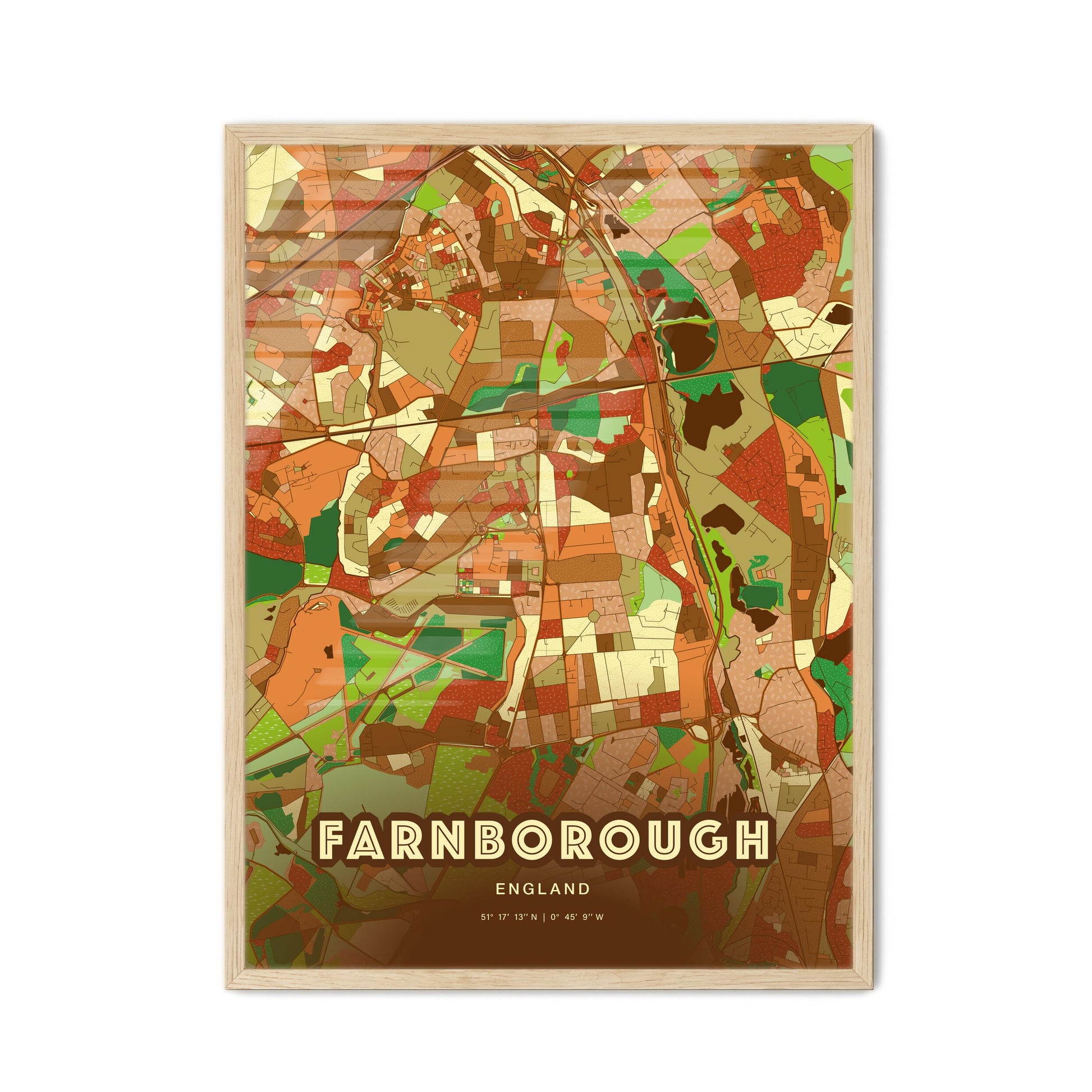 Colorful FARNBOROUGH ENGLAND Fine Art Map Farmhouse