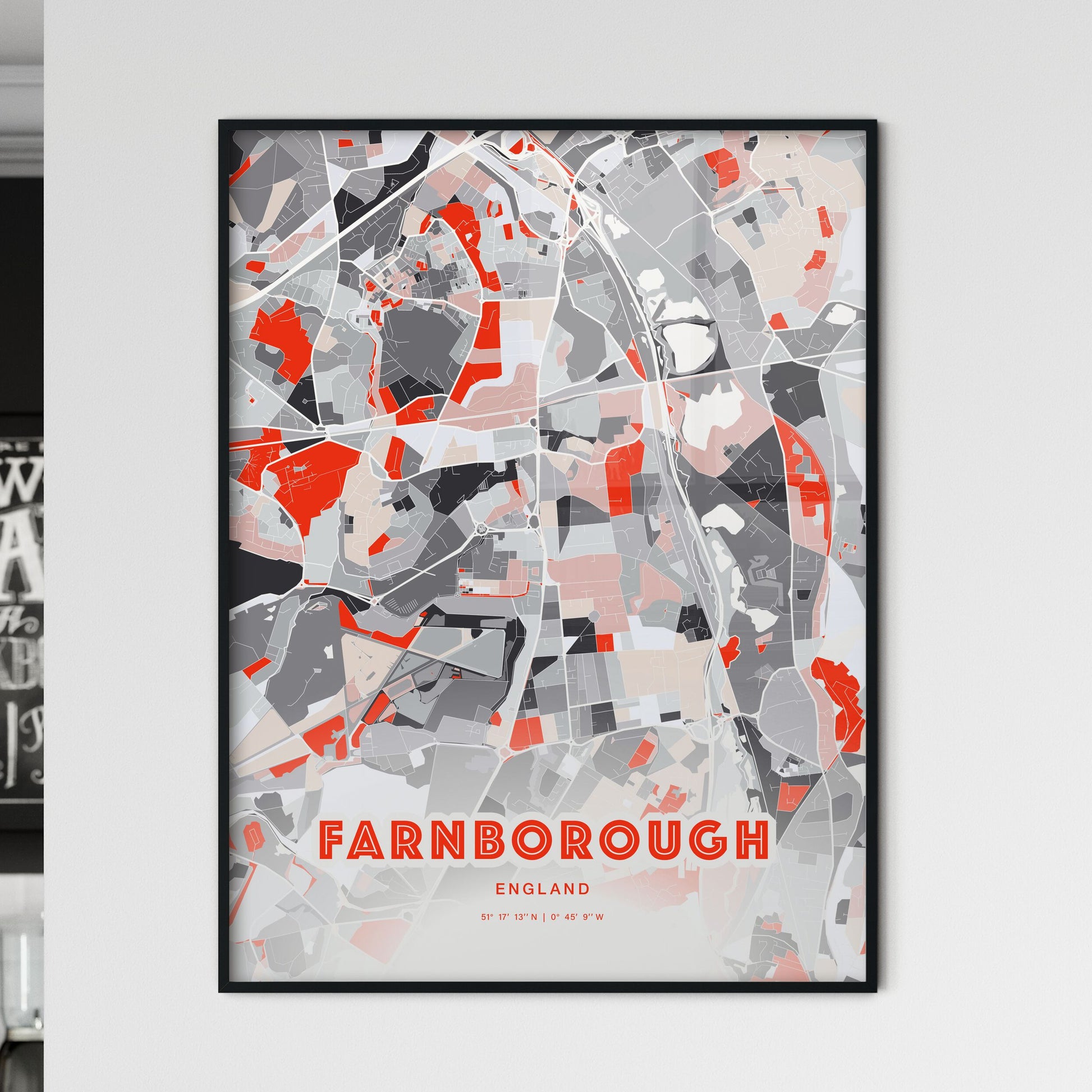 Colorful FARNBOROUGH ENGLAND Fine Art Map Modern