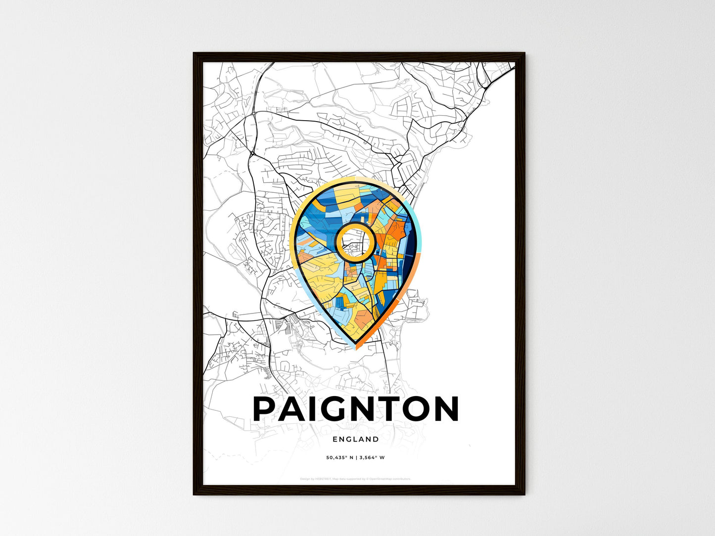 Paignton England wedding art map with pointer icon