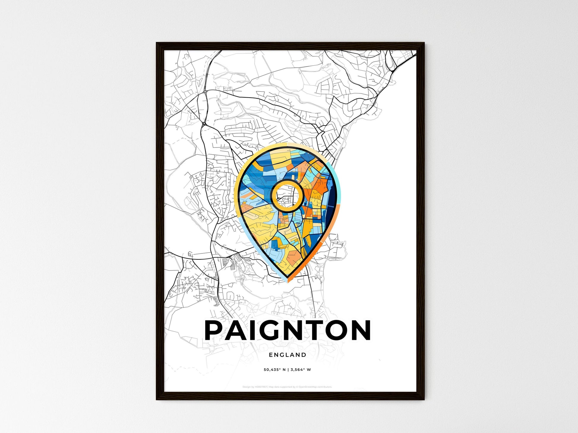 Paignton England wedding art map with pointer icon