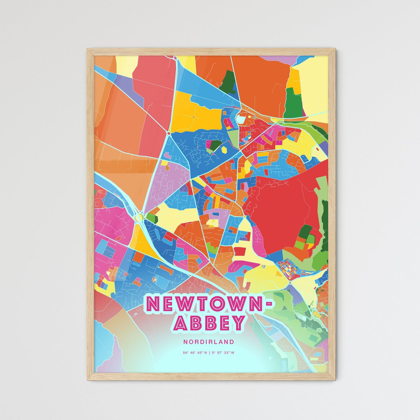 Colorful NEWTOWNABBEY NORTHERN IRELAND Fine Art Map Crazy Colors