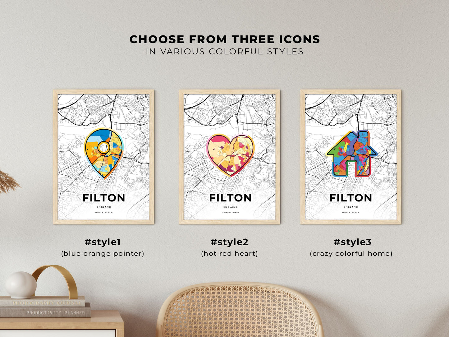 Filton England maps with colorful icons