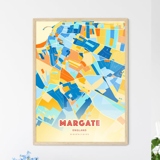 Colorful MARGATE ENGLAND Fine Art Map Blue Orange