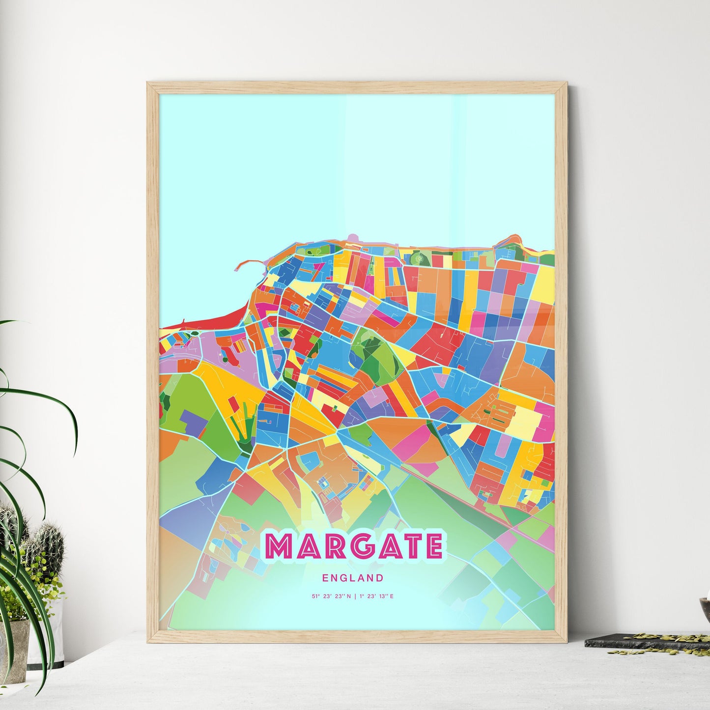 Colorful MARGATE ENGLAND Fine Art Map Crazy Colors