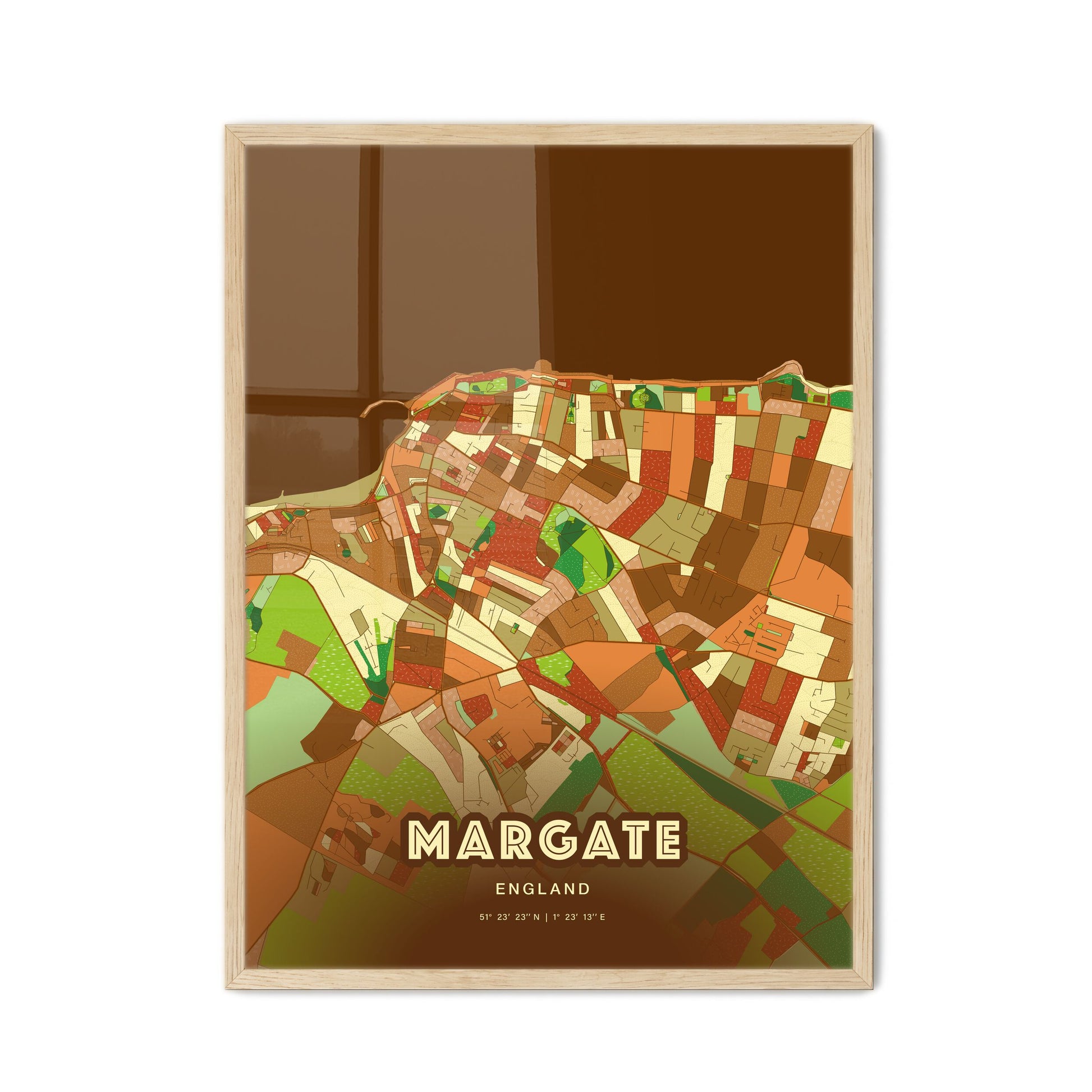 Colorful MARGATE ENGLAND Fine Art Map Farmhouse