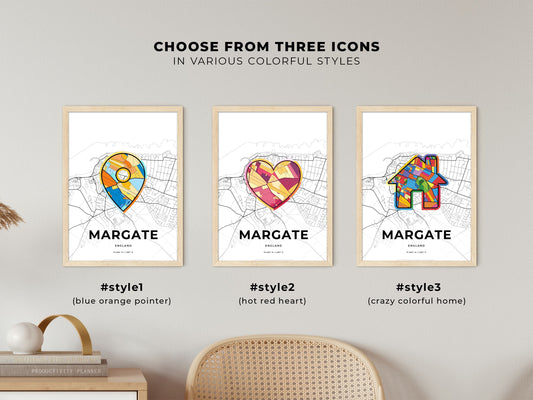 Margate England maps with colorful icons