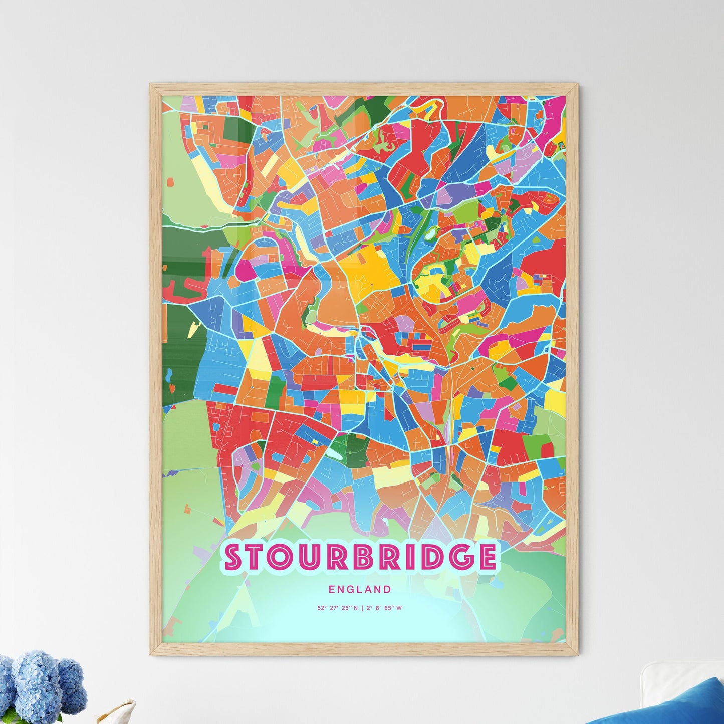 Colorful STOURBRIDGE ENGLAND Fine Art Map Crazy Colors