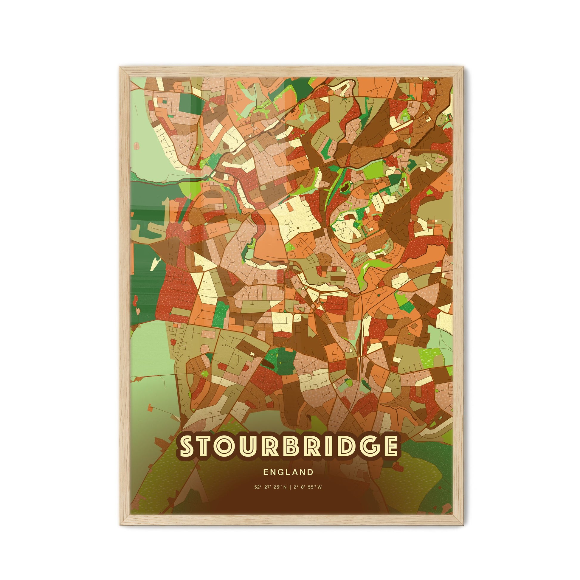 Colorful STOURBRIDGE ENGLAND Fine Art Map Farmhouse