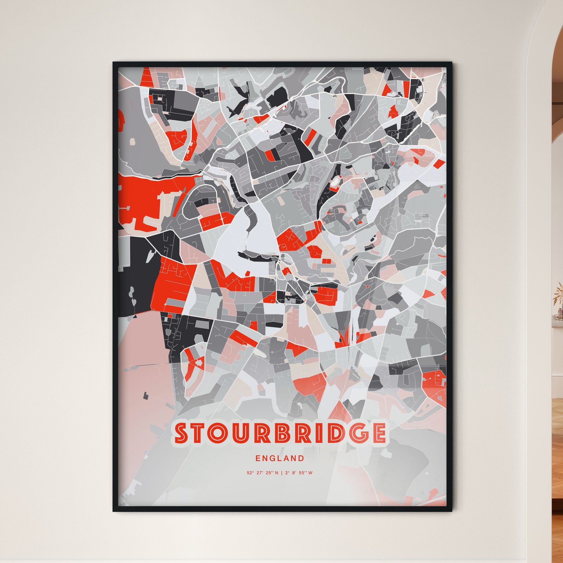 Colorful STOURBRIDGE ENGLAND Fine Art Map Modern