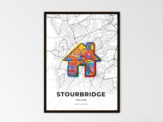 Stourbridge England wedding art map with home icon