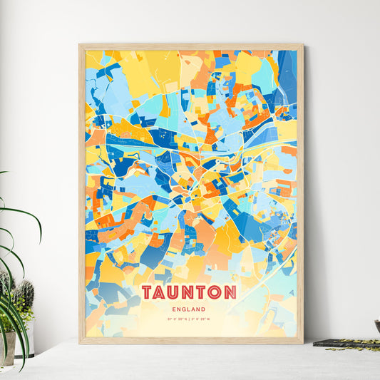 Colorful TAUNTON ENGLAND Fine Art Map Blue Orange