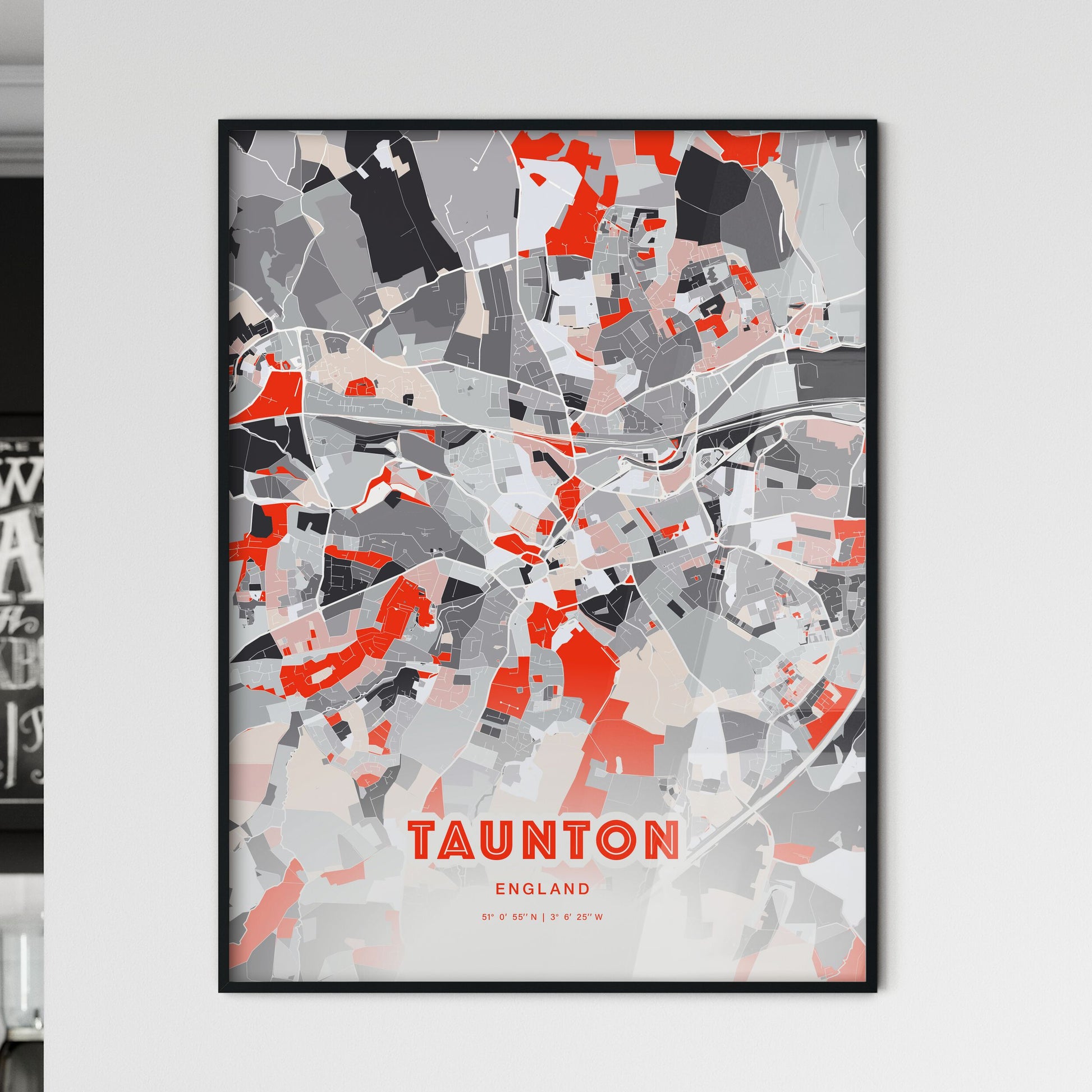 Colorful TAUNTON ENGLAND Fine Art Map Modern