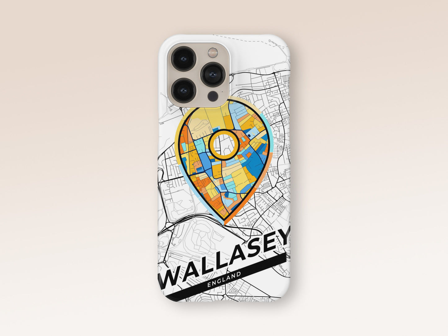 Wallasey England slim phone case with colorful icon 1