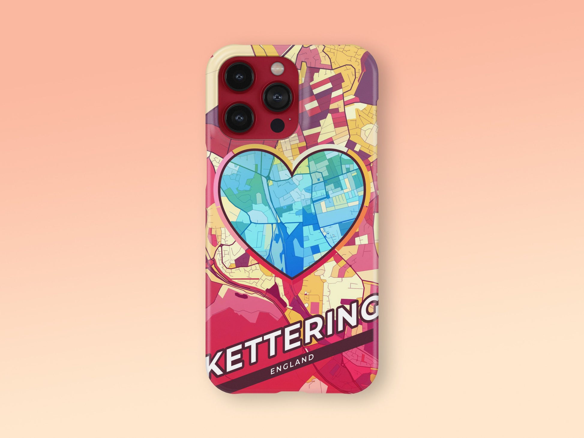 Kettering England slim phone case with colorful icon. Birthday, wedding or housewarming gift. Couple match cases. 2