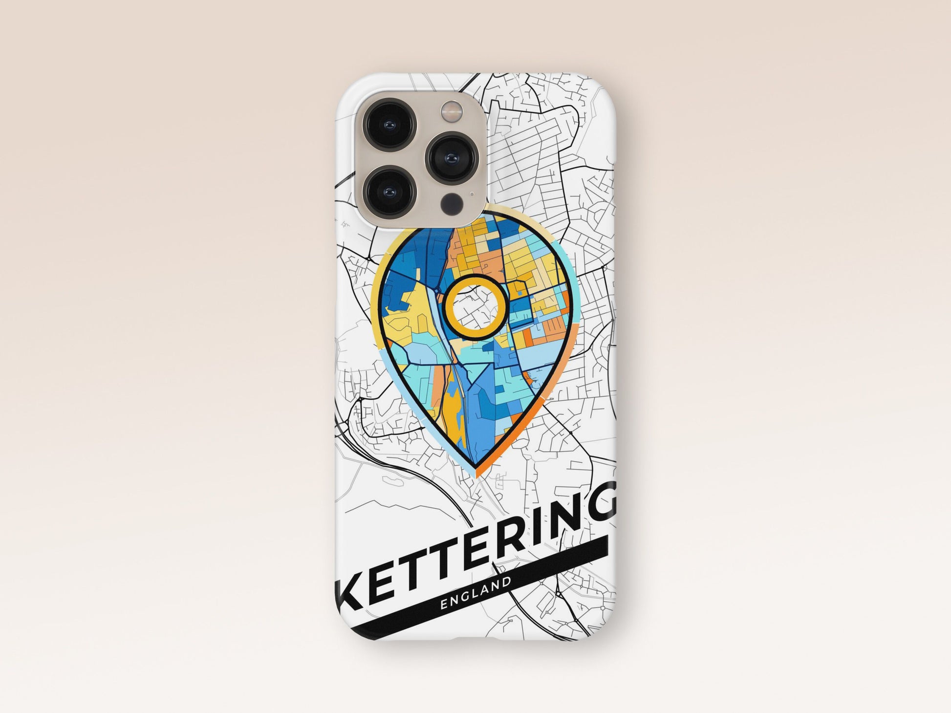 Kettering England slim phone case with colorful icon. Birthday, wedding or housewarming gift. Couple match cases. 1