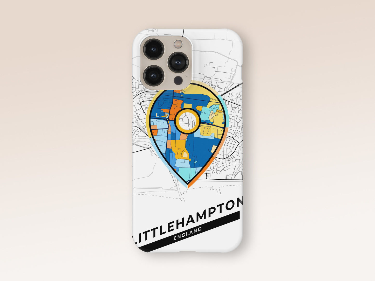 Littlehampton England slim phone case with colorful icon. Birthday, wedding or housewarming gift. Couple match cases. 1