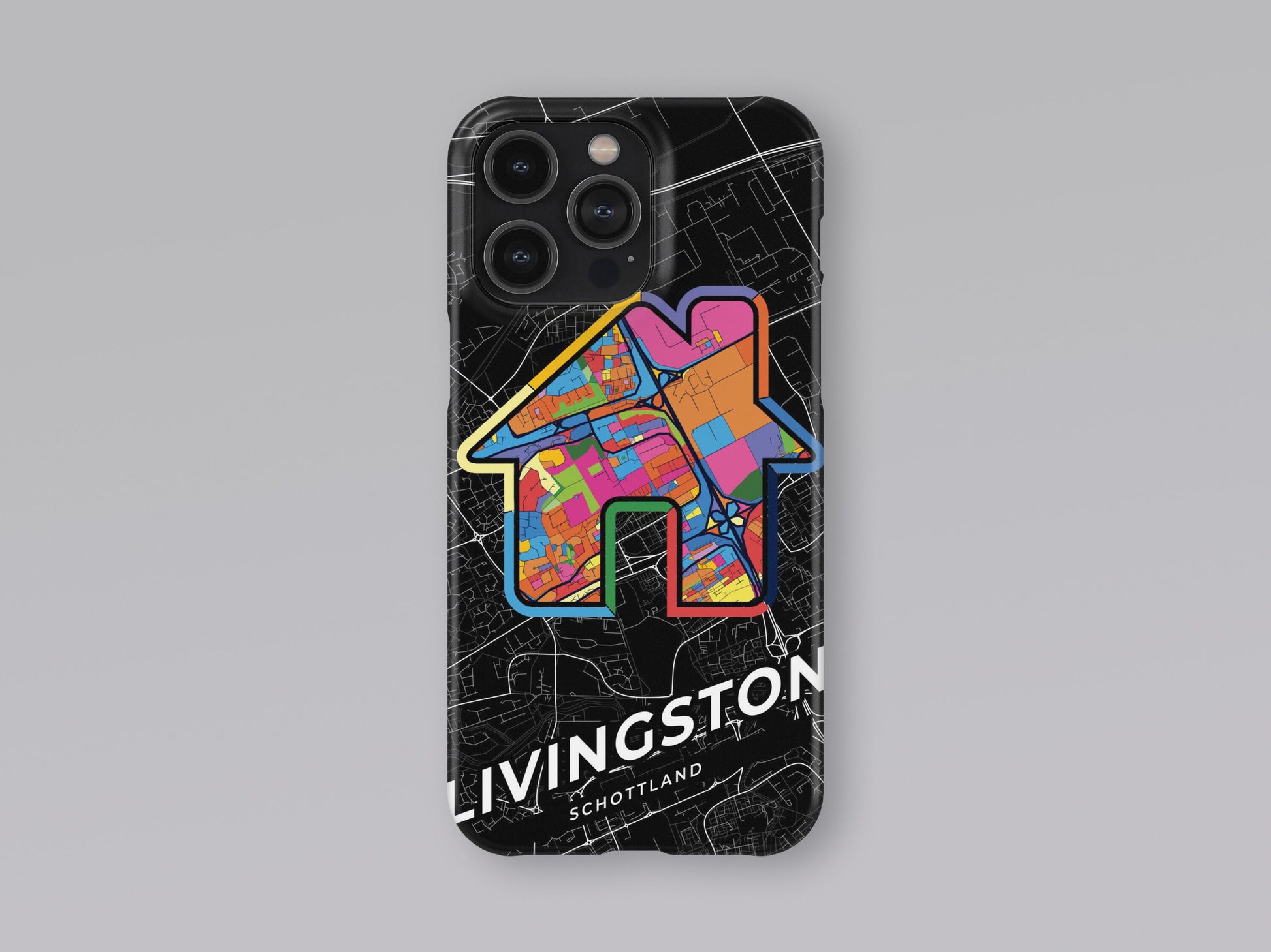 Livingston Scotland slim phone case with colorful icon. Birthday, wedding or housewarming gift. Couple match cases. 3