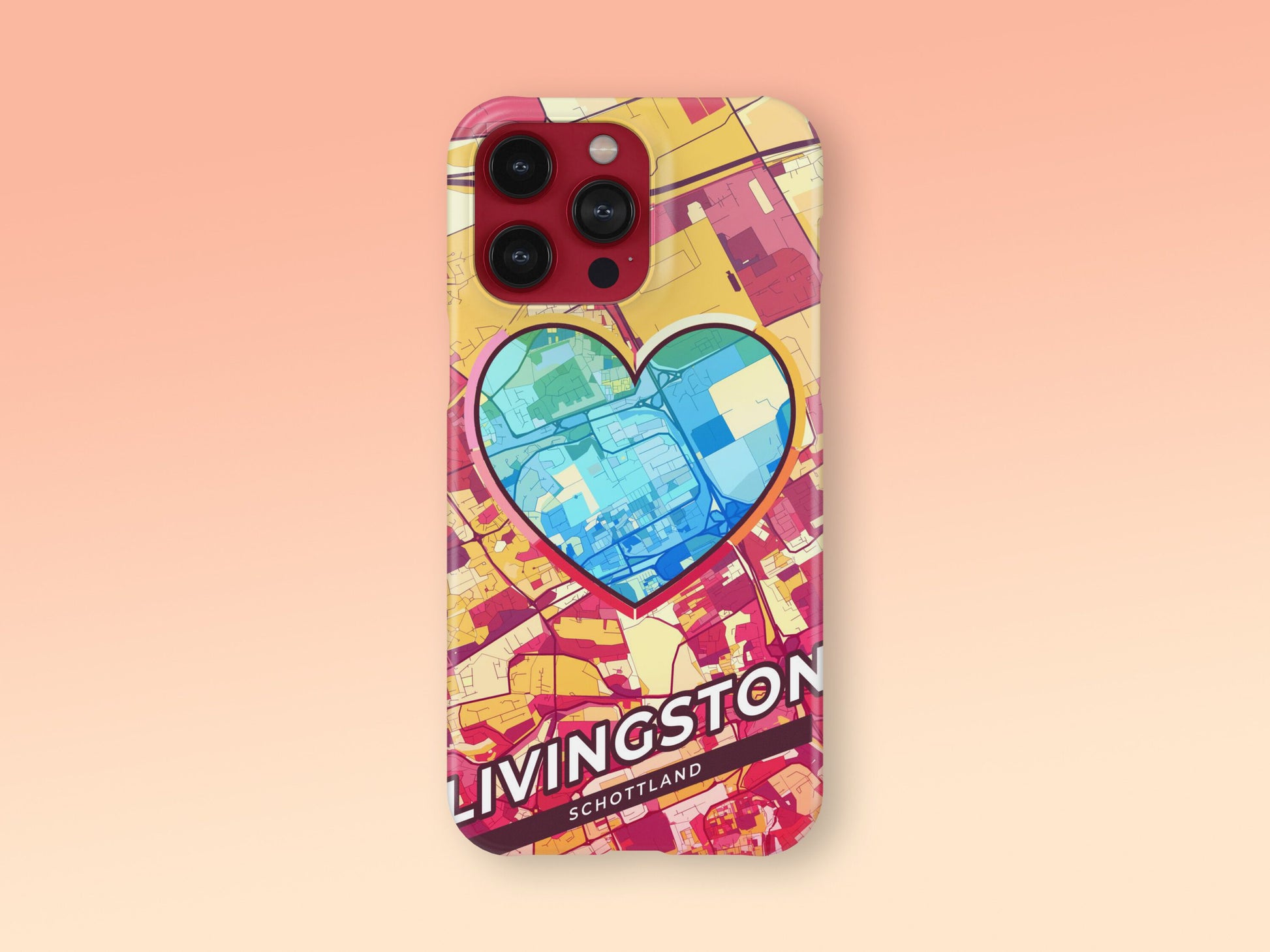 Livingston Scotland slim phone case with colorful icon. Birthday, wedding or housewarming gift. Couple match cases. 2