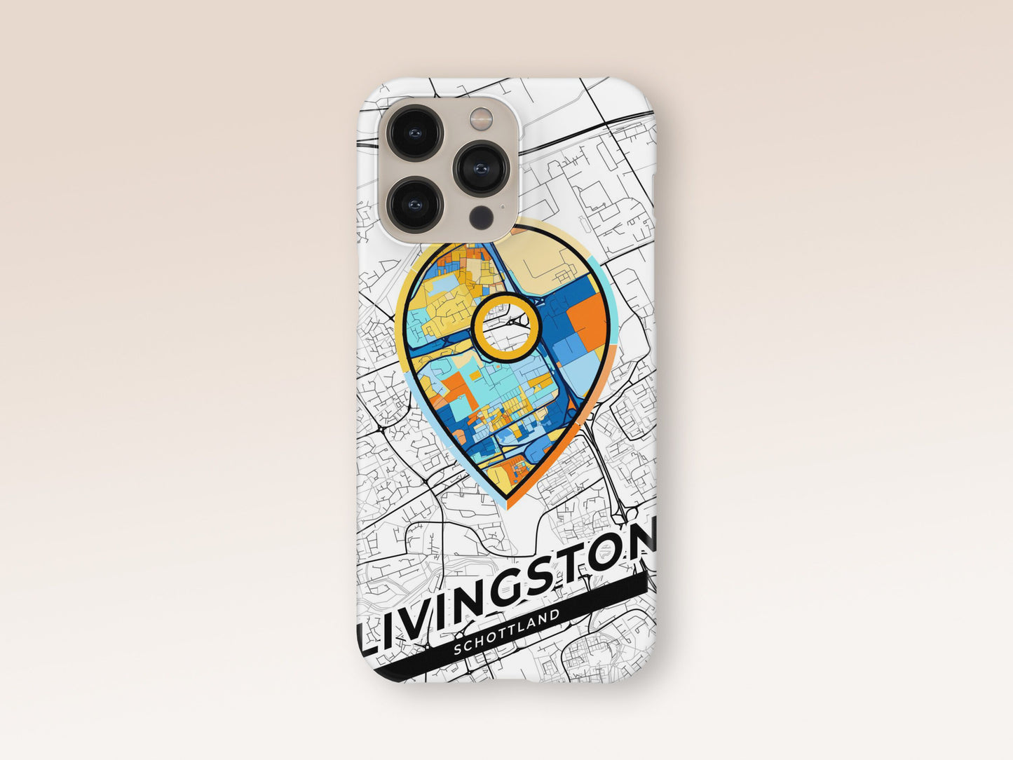 Livingston Scotland slim phone case with colorful icon. Birthday, wedding or housewarming gift. Couple match cases. 1