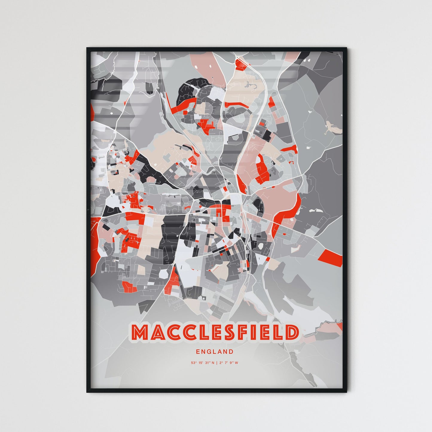 Colorful MACCLESFIELD ENGLAND Fine Art Map Modern