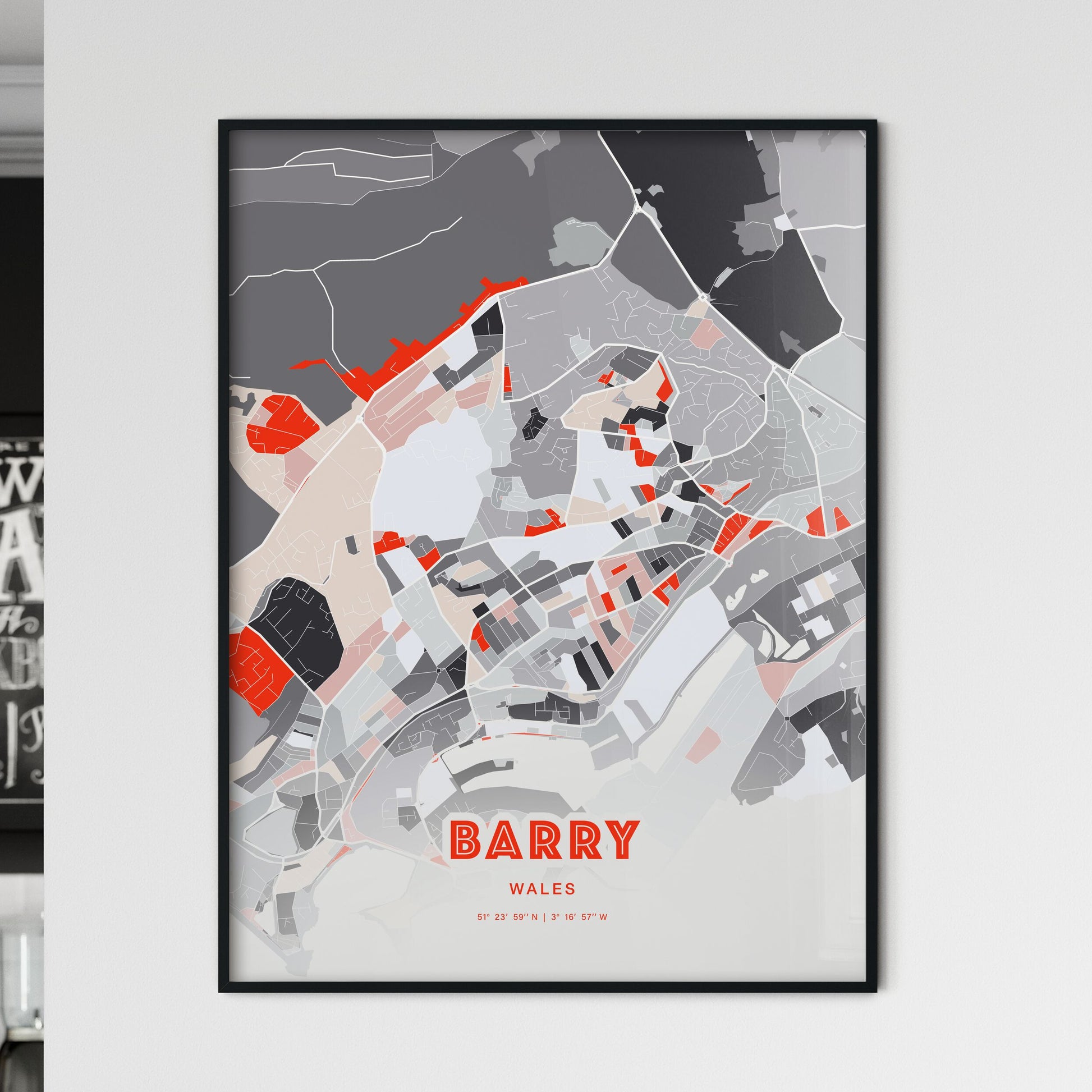 Colorful BARRY WALES Fine Art Map Modern