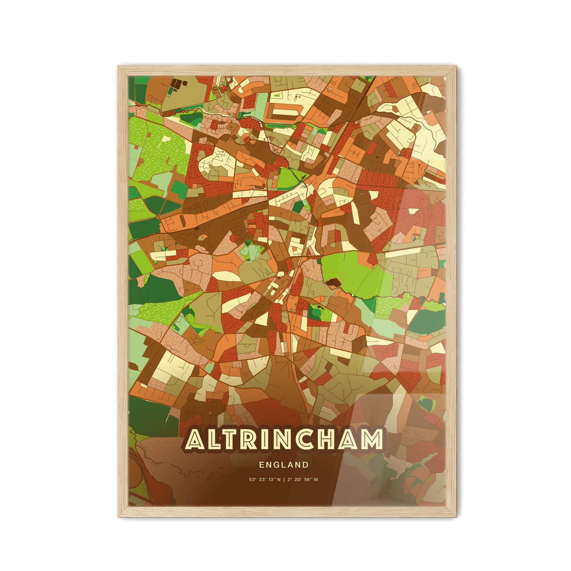 Colorful ALTRINCHAM ENGLAND Fine Art Map Farmhouse