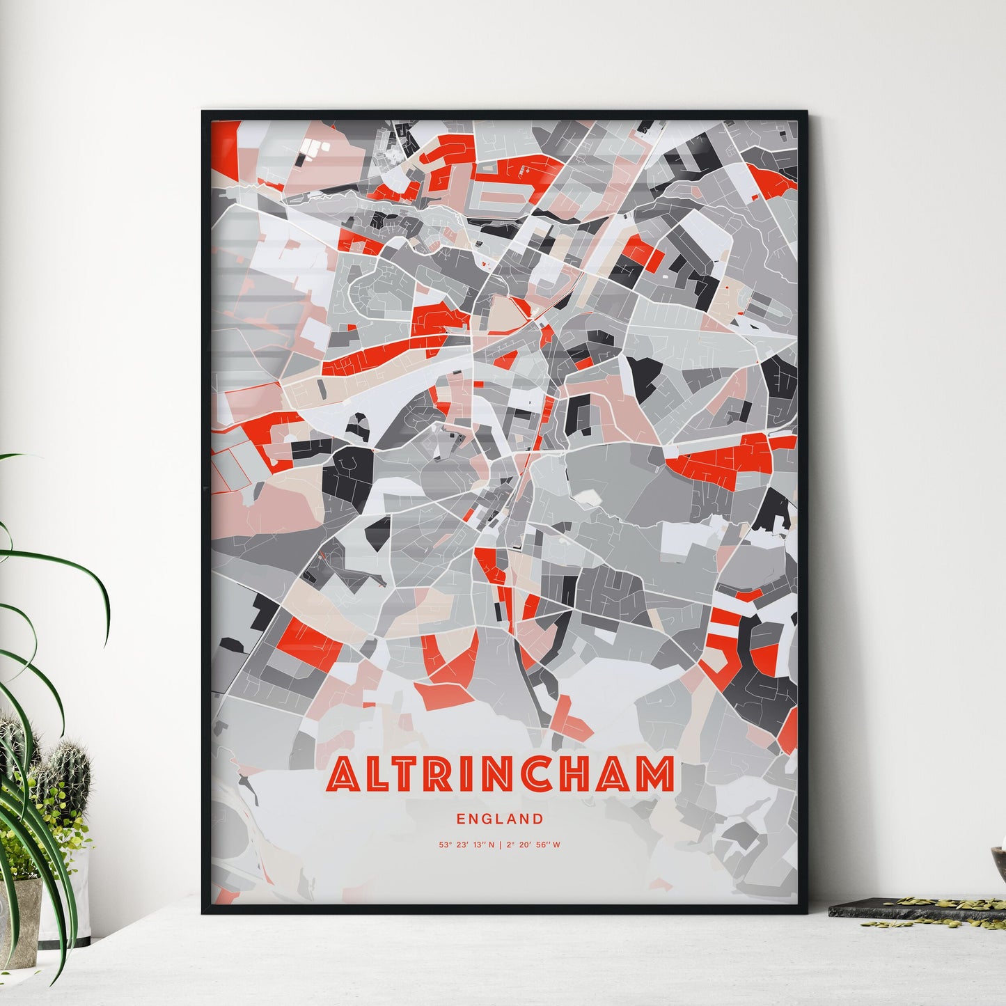 Colorful ALTRINCHAM ENGLAND Fine Art Map Modern