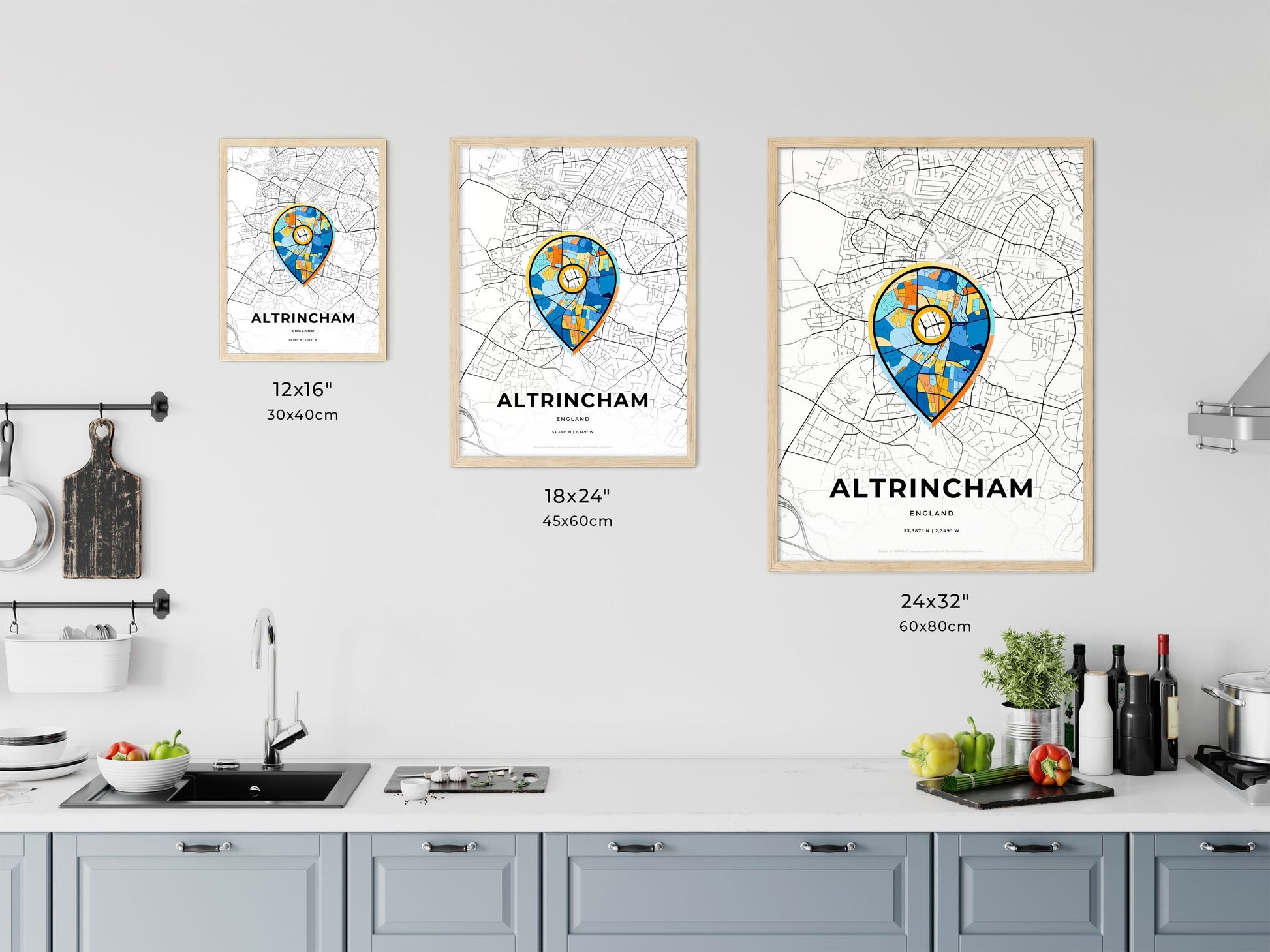 Altrincham England art map size chart