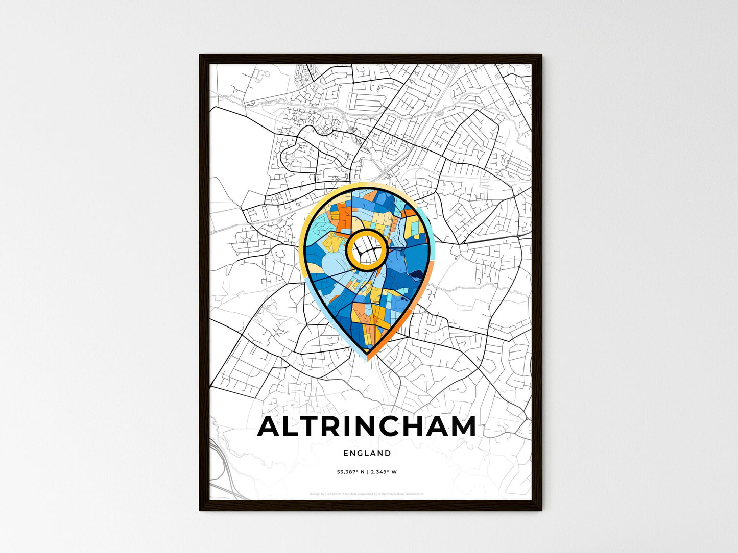 Altrincham England wedding art map with pointer icon
