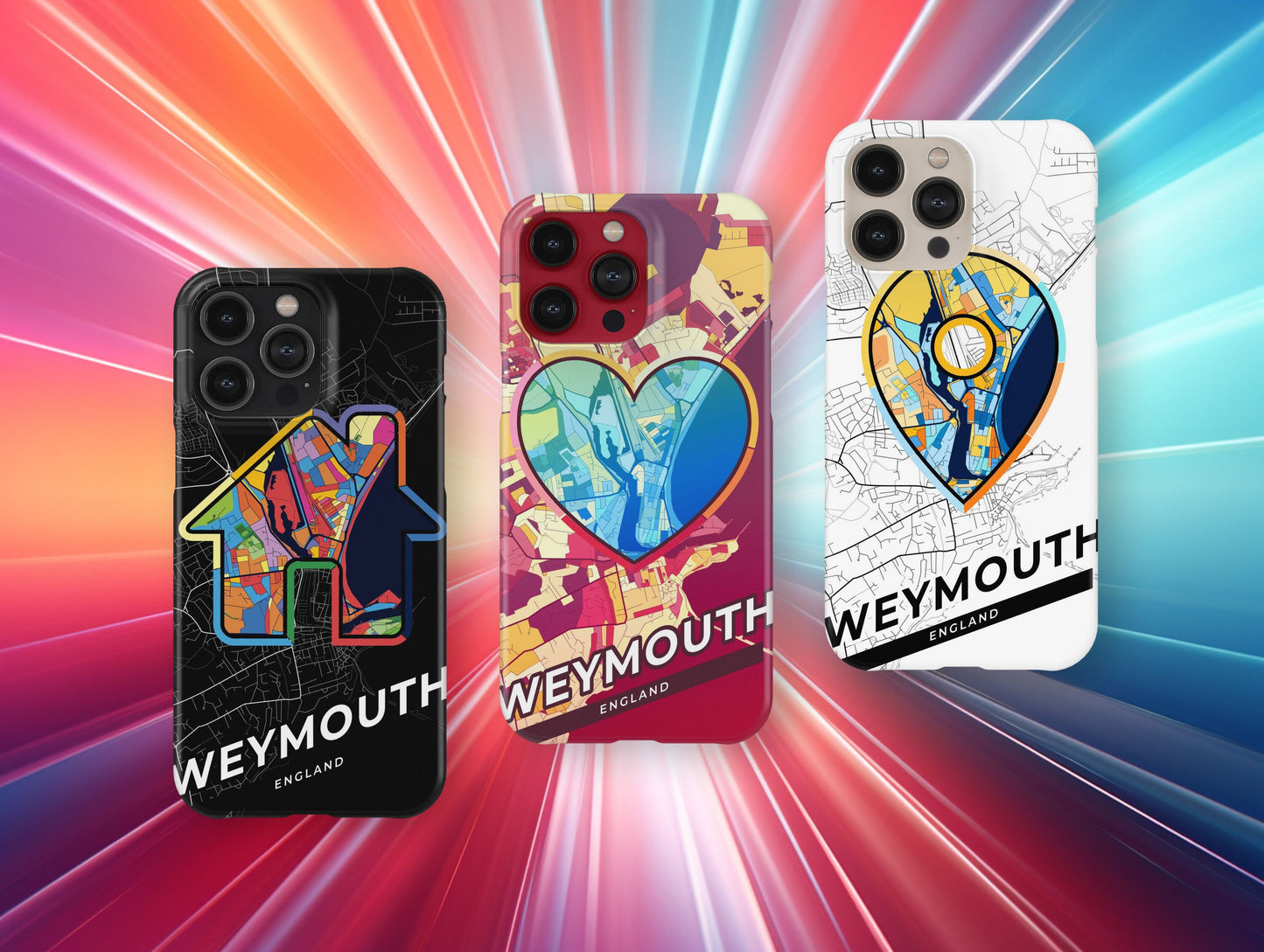 Weymouth England slim phone case with colorful icon
