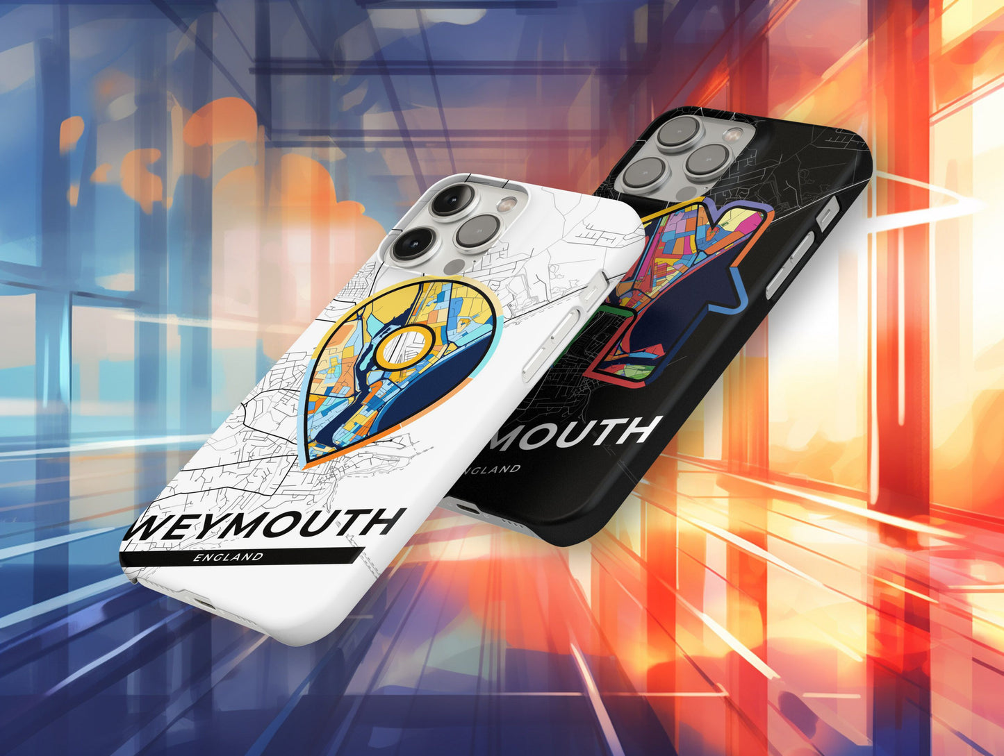 Weymouth England slim phone case with colorful icon