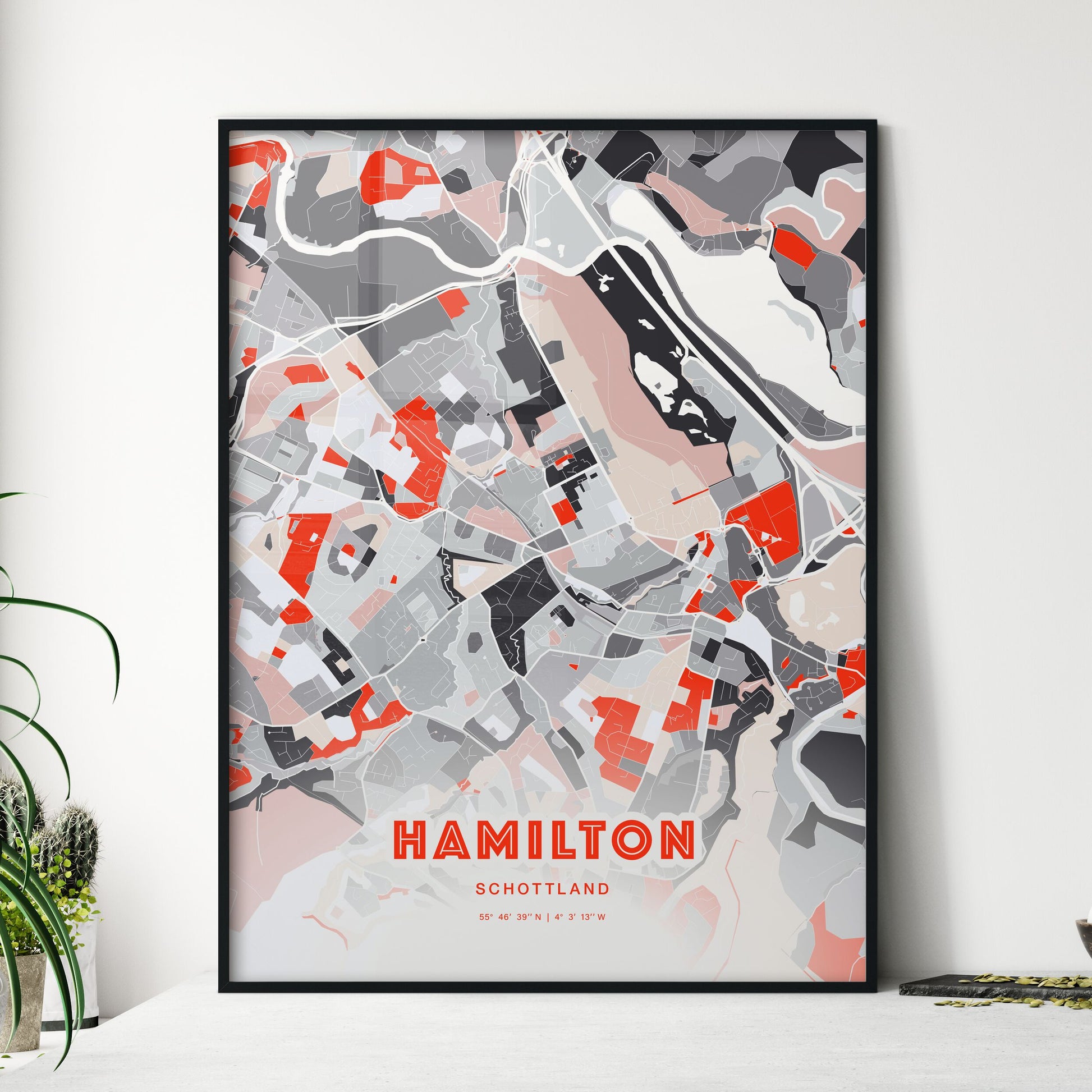 Colorful HAMILTON SCOTLAND Fine Art Map Modern