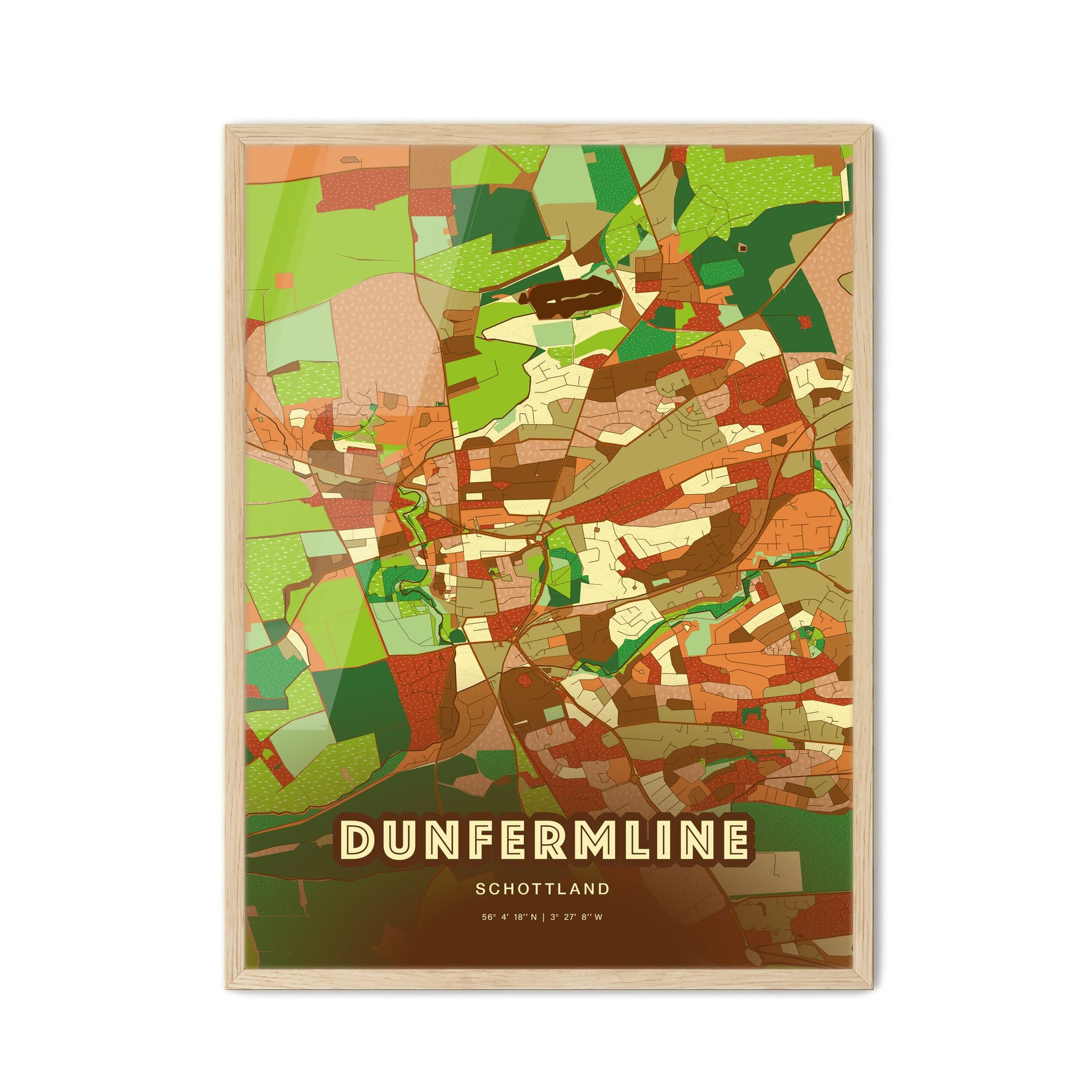 Colorful DUNFERMLINE SCOTLAND Fine Art Map Farmhouse