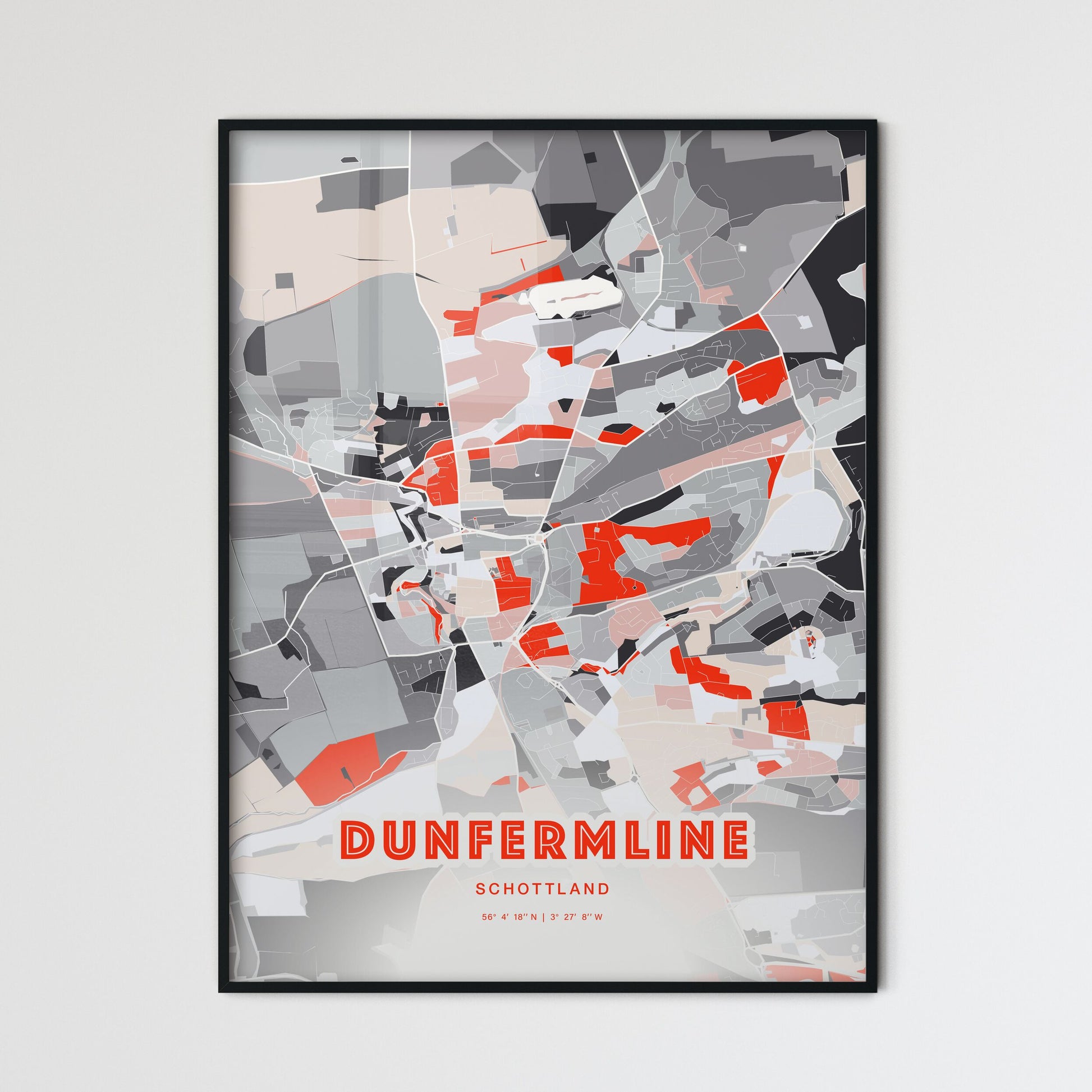 Colorful DUNFERMLINE SCOTLAND Fine Art Map Modern