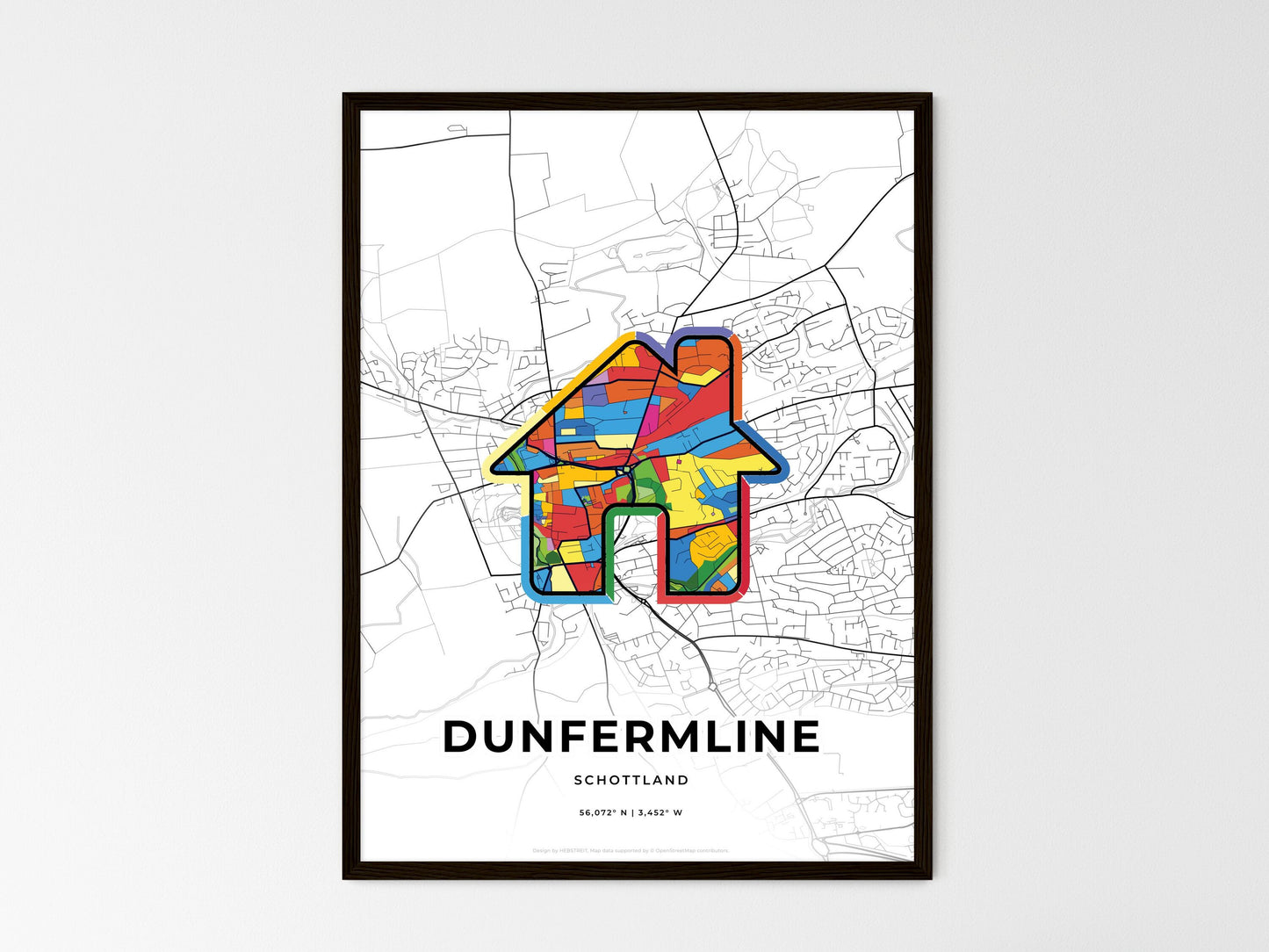 Dunfermline Scotland wedding art map with home icon