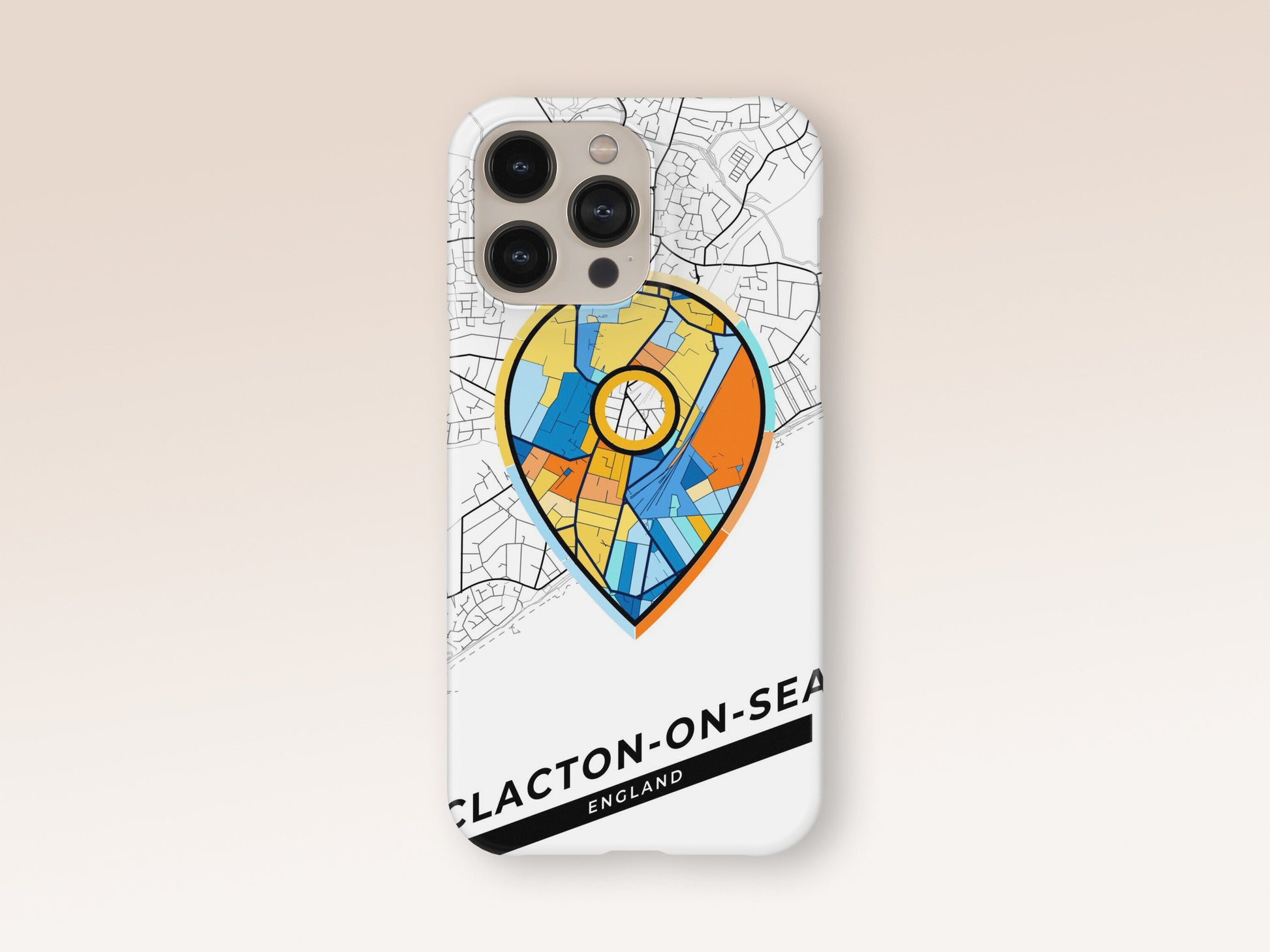 Clacton-On-Sea England slim phone case with colorful icon. Birthday, wedding or housewarming gift. Couple match cases. 1