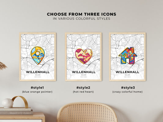 Willenhall England maps with colorful icons