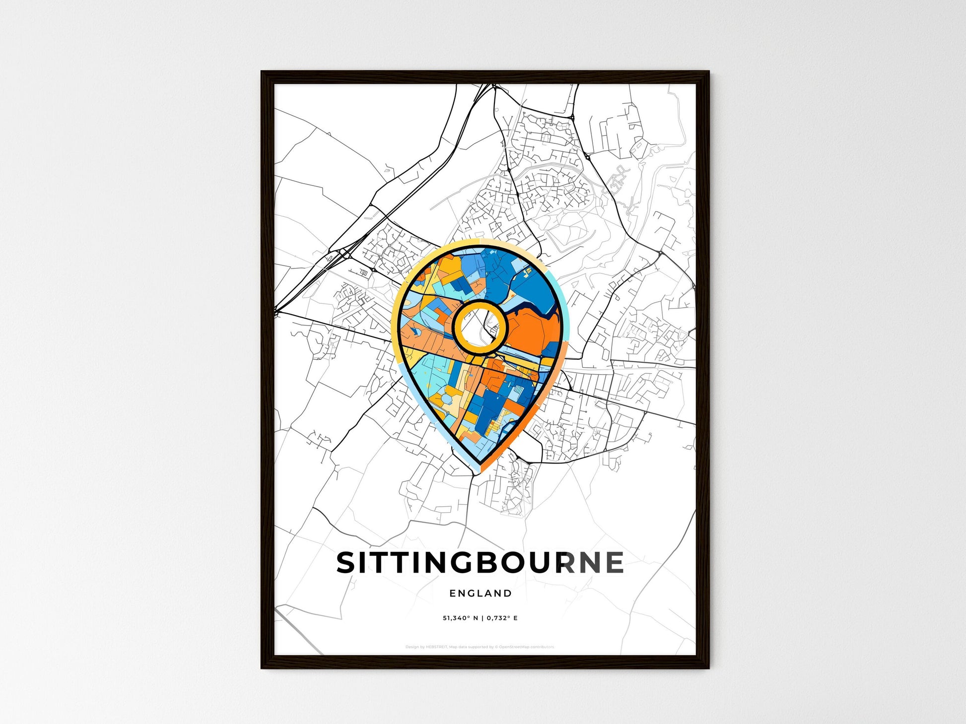 SITTINGBOURNE ENGLAND minimal art map with a colorful icon. Where it all began, Couple map gift. Style 1