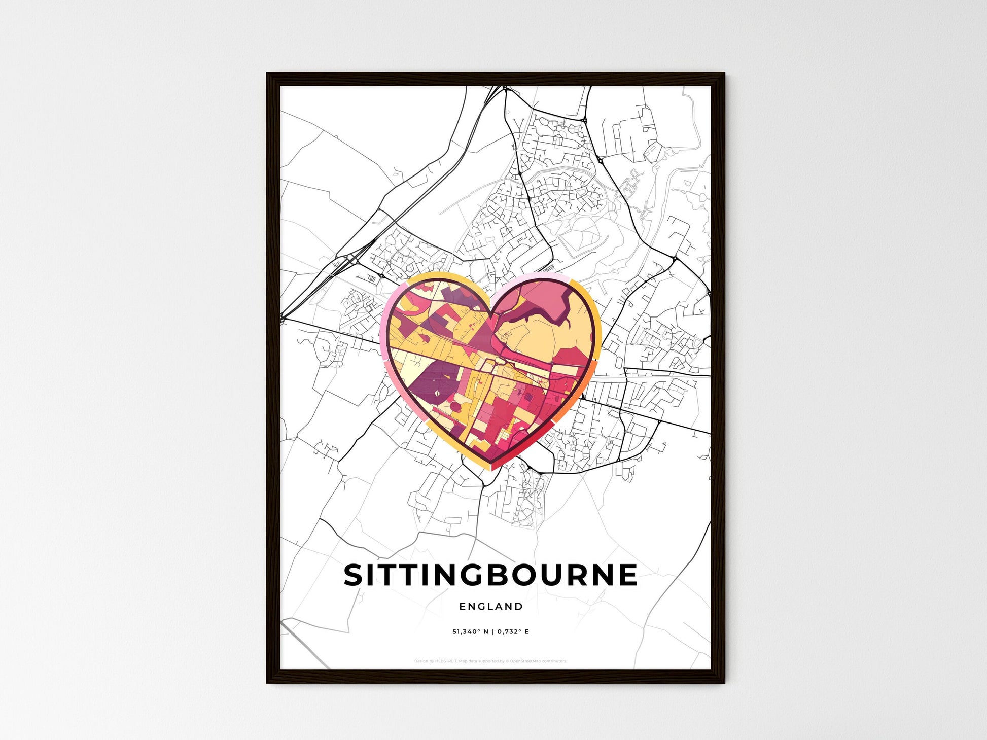 SITTINGBOURNE ENGLAND minimal art map with a colorful icon. Where it all began, Couple map gift. Style 2