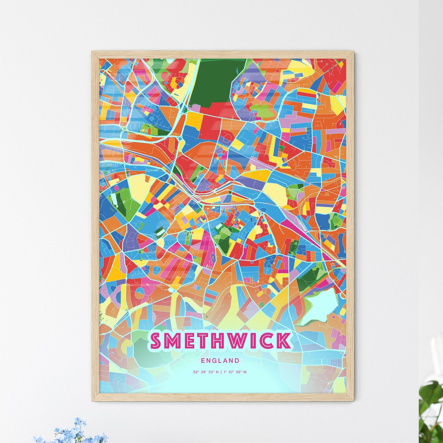 Colorful SMETHWICK ENGLAND Fine Art Map Crazy Colors