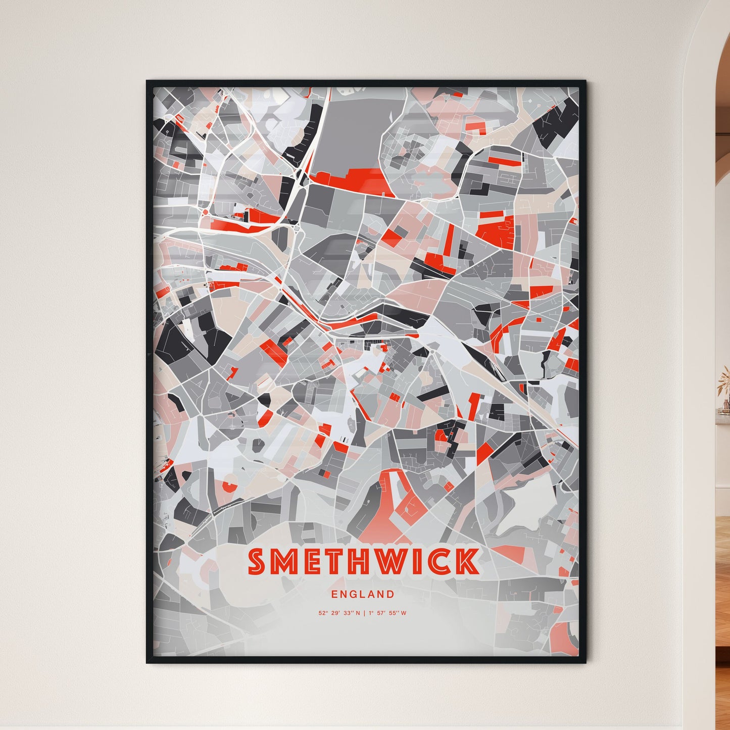 Colorful SMETHWICK ENGLAND Fine Art Map Modern