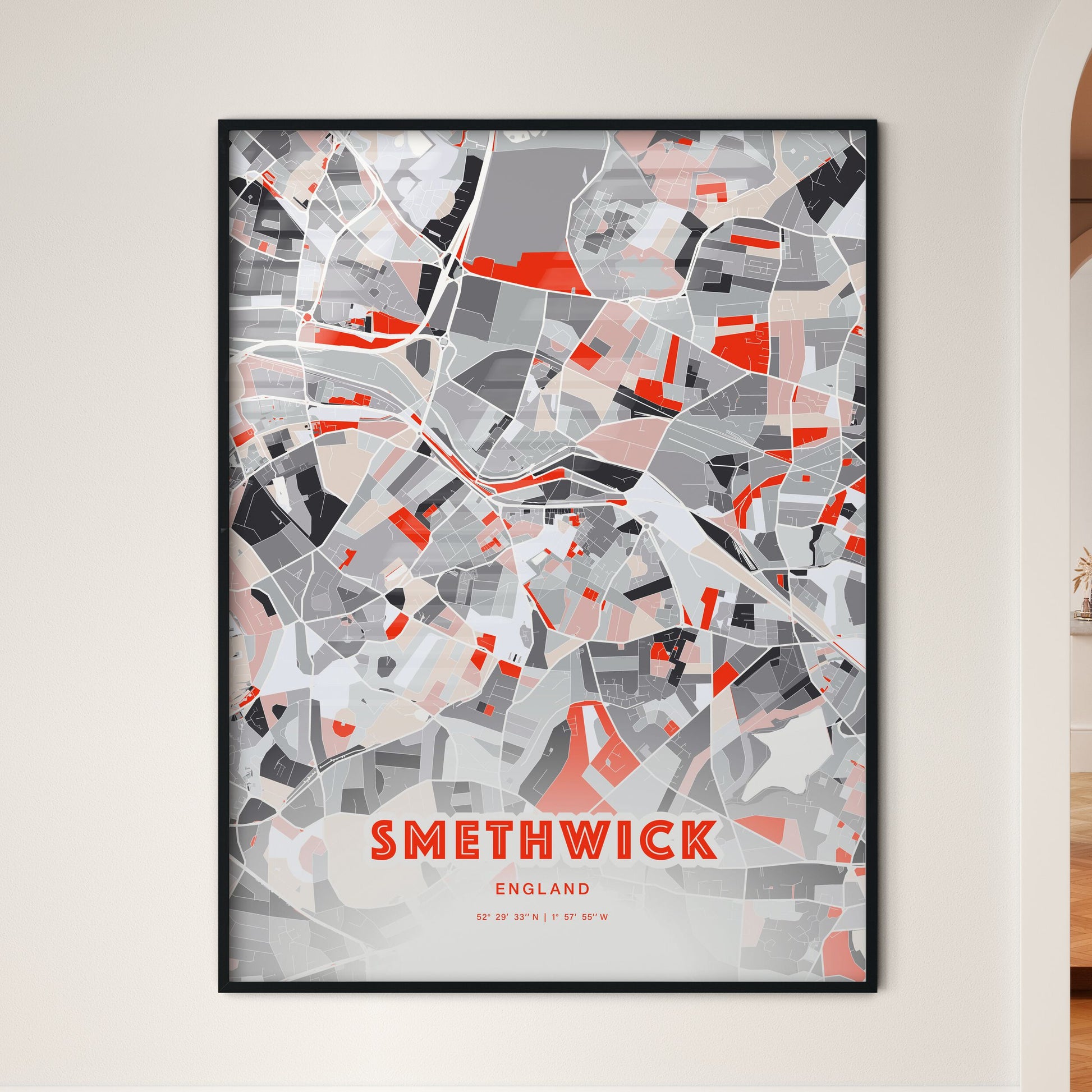 Colorful SMETHWICK ENGLAND Fine Art Map Modern