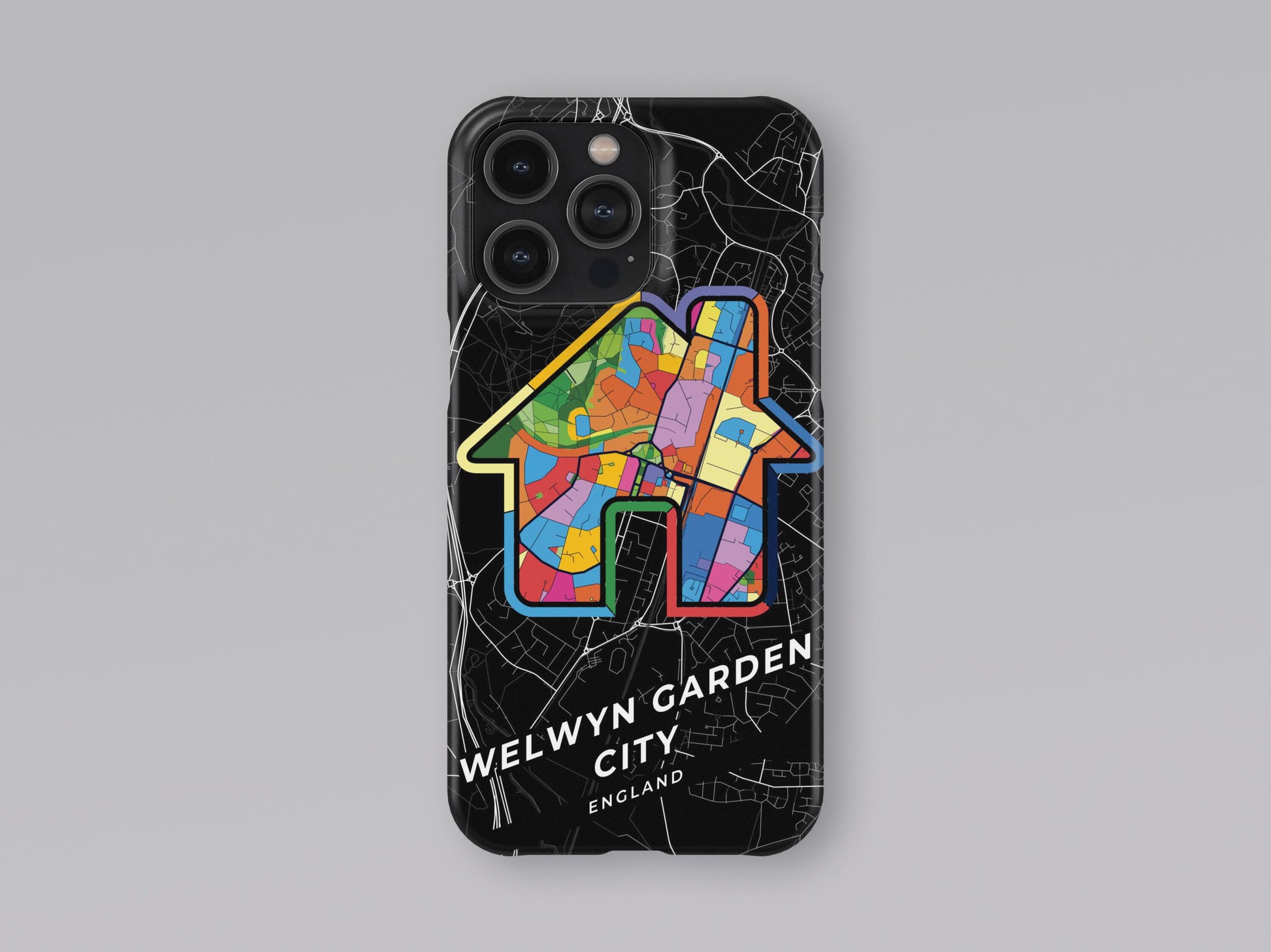 Welwyn Garden City England slim phone case with colorful icon 3